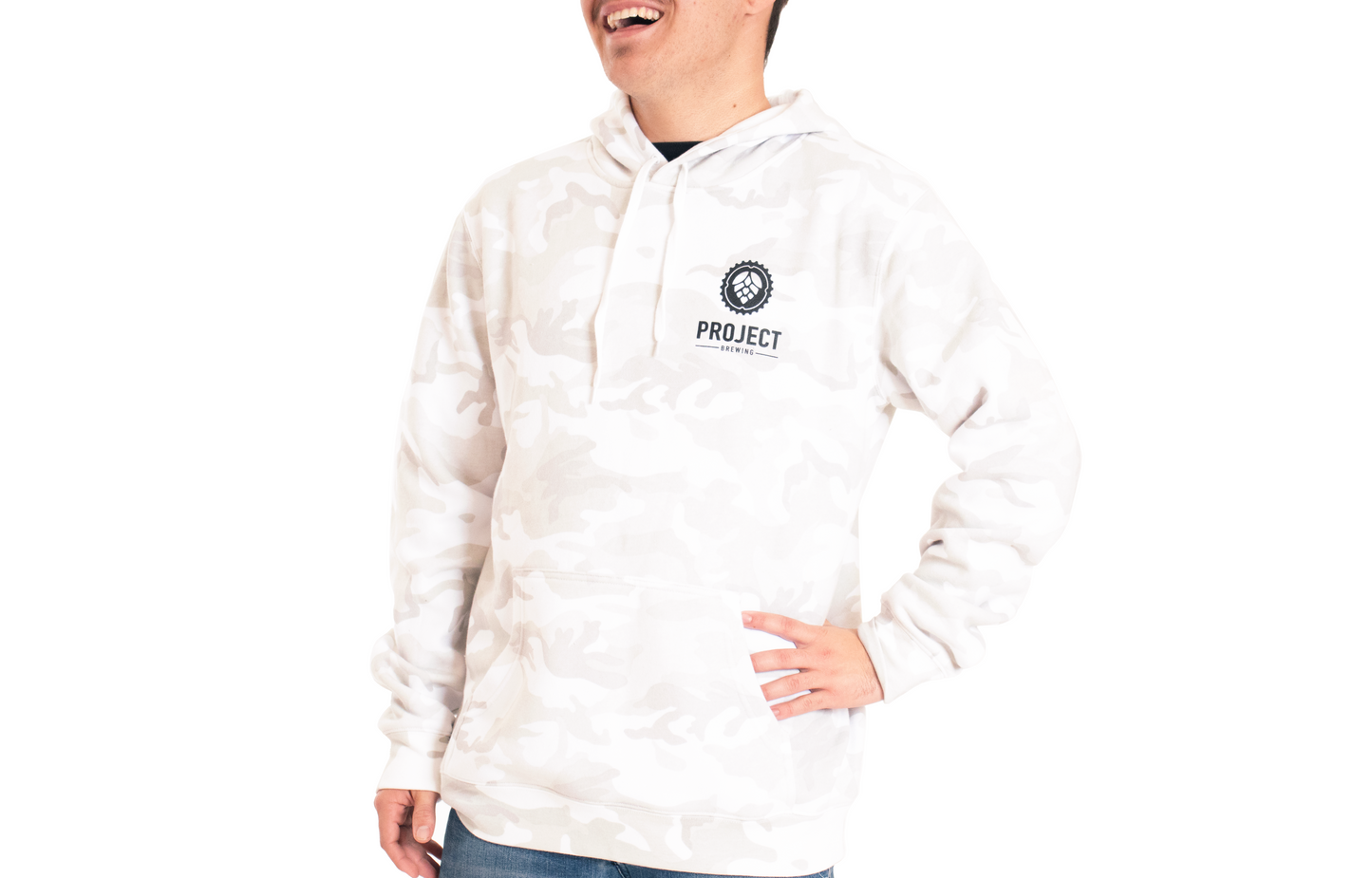 Adult White Camo Unisex Hoodie